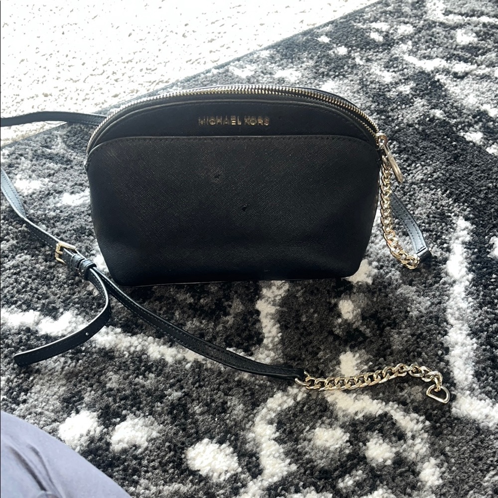 Michael Kors Black Sleek Leather Crossbody Bag